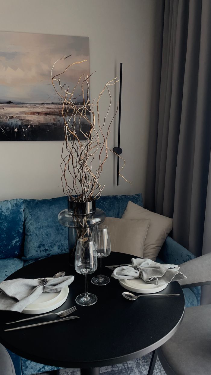 Stylish indoor dining scene with chic decor, emphasizing a modern and elegant atmosphere.